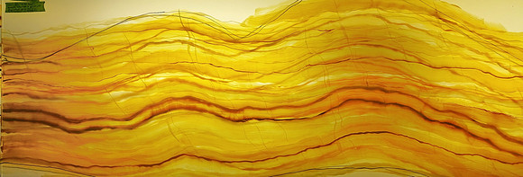 "Arkansas Onyx", hand painted  custom stone for the bar in Fiamma Restaurant in Bentonville, AR