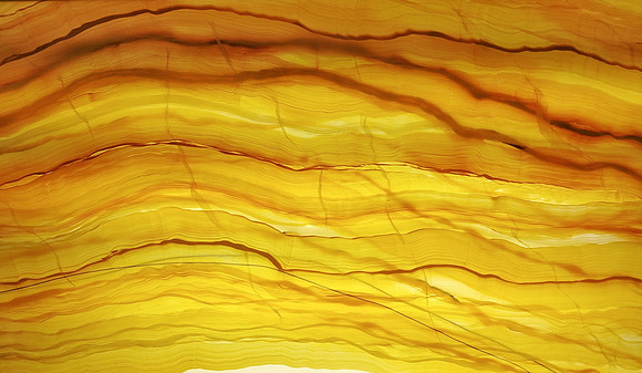 "Arkansas Onyx", hand painted  custom stone for the bar in Fiamma Restaurant in Bentonville, AR